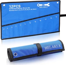 Wrench Tool Roll up Pouch Metric 12 Pocket (8-19Mm) Tool Roll Bag for Wrenches O