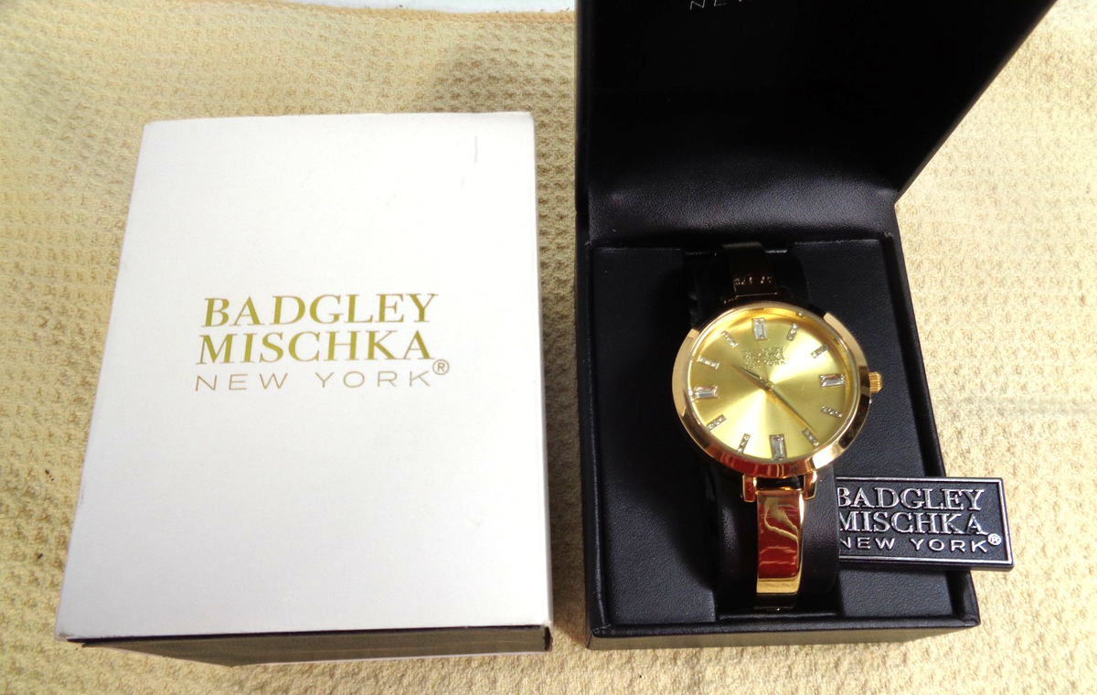 Badgley Mischka Quartz Watch Gold Tone New With Box  display picture 1