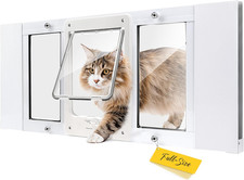 Full-Size Window Pet Door for Cats  Small Dogs, Width Adjustable Fits Sliding W