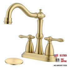 Bathroom Faucet, Stainless Steel 4 inch Centerset Bathroom Faucet Brushed Gold