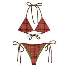 Red Gingham Plaid Tartan String Bikini Swimwear