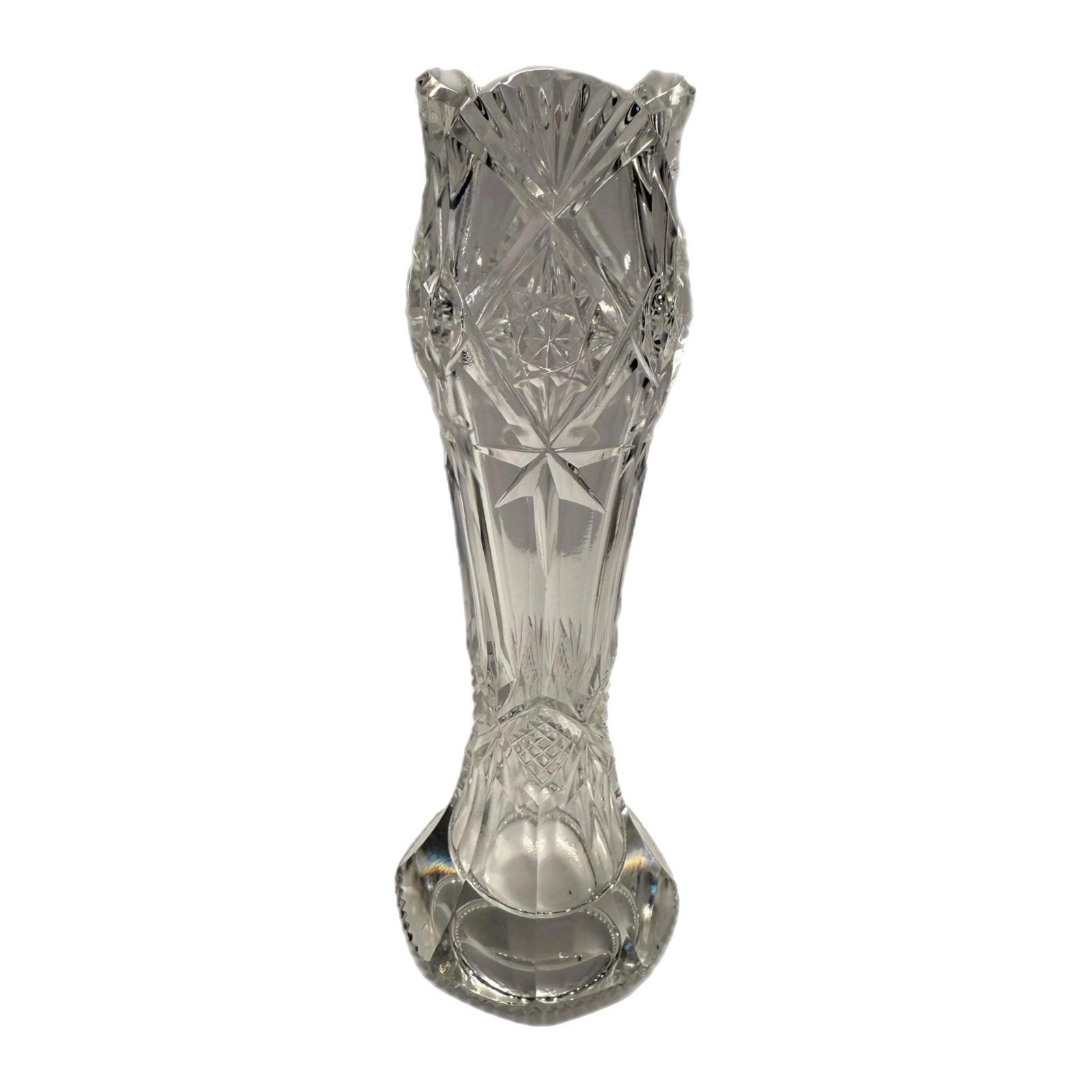 Antique cut glass crystal candlestick holder