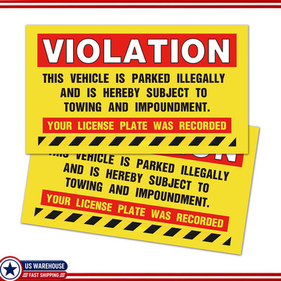 Parking Violation Notice Sticker, Vehicle Illegally Parked, Hard to Remove