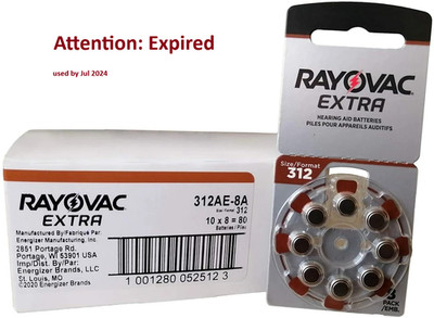 Rayovac Size 312 Extra Advanced Hearing Batteries - 80 Batteries EXPIRED 2024!