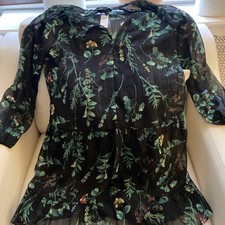 Banana Republic Dress Women's S Swing Floral Metallic Swing Ruffle Blouson NWT