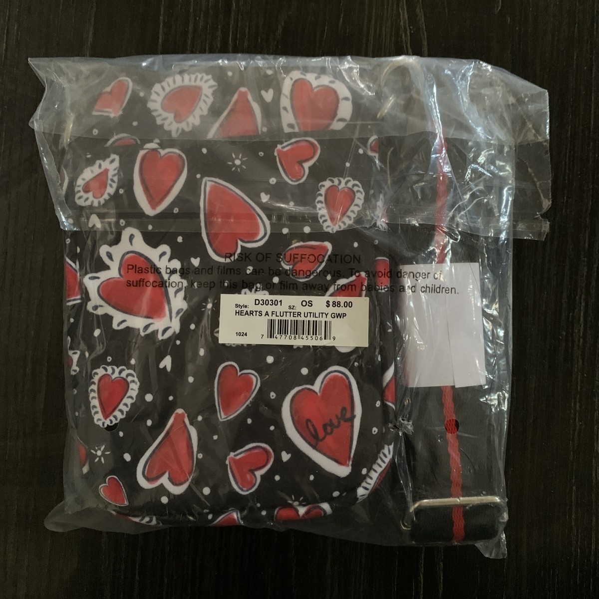 Brighton Hearts a Flutter Jewelry Case - Red and Black Brighton Hearts A Flutter Utility Bag Crossbody Purse NWT  main image 2