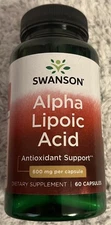 Swanson Alpha Lipoic Acid 600 mg 60 Capsules Brain, Blood Sugar, Nerve Health