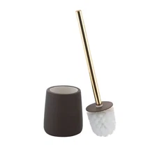 Lisse Wide Bowl Ceramic and Metal Toilet Brush and Holder in Espresso