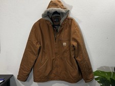 Carhartt Relaxed-Fit Washed Duck Sherpa Lined Hooded Jacket Men s XL DJ4392-M