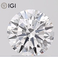 IGI Certified Lab Grown CVD Diamond ROUND Cut 1 Ct D Color VS1 Clarity