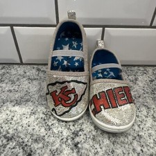 Kansas City Toddler Custom Painted Shoes Chiefs 5 Silver Glitter Girl KC Mahomes