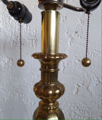 Antique Real Solid Brass Lamp from The 1920s Old Style Two Bulb