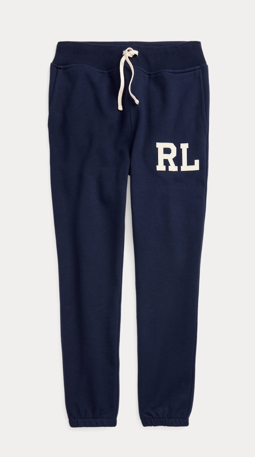 NWT Polo Ralph Lauren Navy Blue RL Monogram Letterman Fleece Jogger Sweatpants
