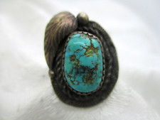 VINTAGE SOUTHWESTERN KA KAMISHA BEGAY STERLING SILVER TURQUOISE RING SIZE 5 1/2