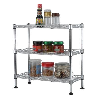 18''x8''x18'' 3 Layer Wire Shelving Rack Adjustable Shelf Storage Unit for Kitchen