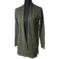 Pink Clover Olive Green Open Front Cardigan