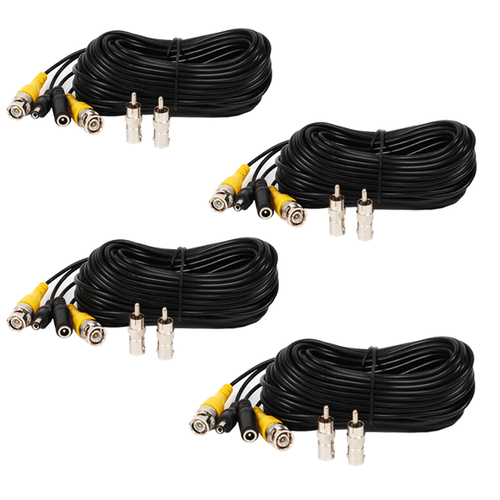 4x 50Ft security camera BNC video power cable CCTV DVR surveillance wire cord