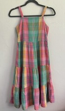 Gap Kids Multicolor Plaid 100% Cotton Gauze Tiered Midi Sundress Size L (India!)