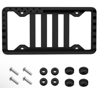 TACTILIAN American Flag License Plate Frame (2 Pack) Subdued 3D Embossed USA Flag In Black Gloss On Matte Finish For Car, Truck Or SUV ( Gloss On - Foto 11