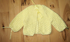 Vintage Hand Crocheted Yellow Infant Baby Sweater Long Sleeve