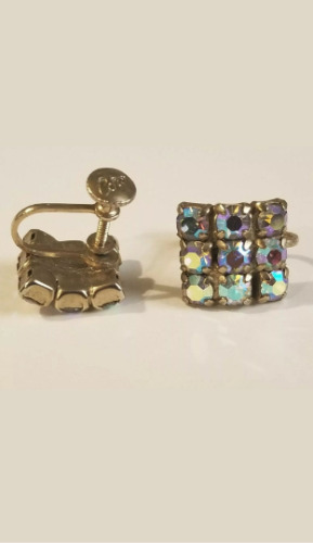 Vintage Pair of Coro Earrings with Aurora Borealis