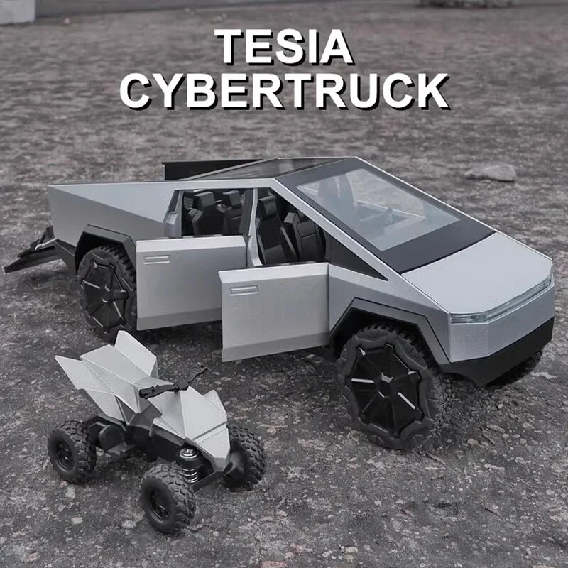 1/32 Scale Tesla Pickup Truck Alloy Car Model Diecast Metal with Sound Light New
