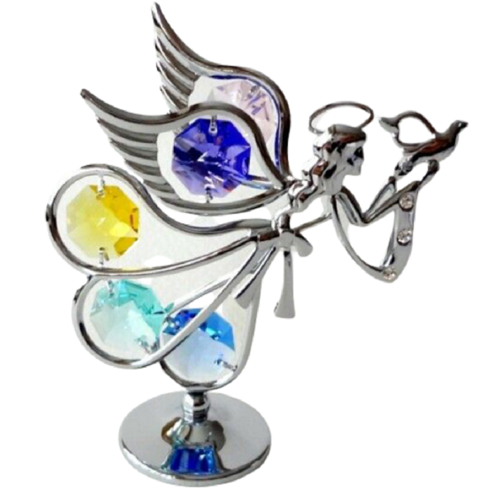 Crystocraft Angel & Dove Crystal Religious Ornament Swarovski Element Boxed
