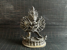 Collectible Buddhism bronze Da Wei de horse head double body Happy Buddha statue