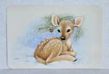  Vintage Postcard Baby Fawn Deer Hallmark Happy Holidays Unposted Unused