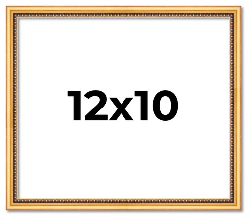 12x10 Frame Beaded Gold Solid Wood Picture Frame | 0.75 Inches Moulding Width |