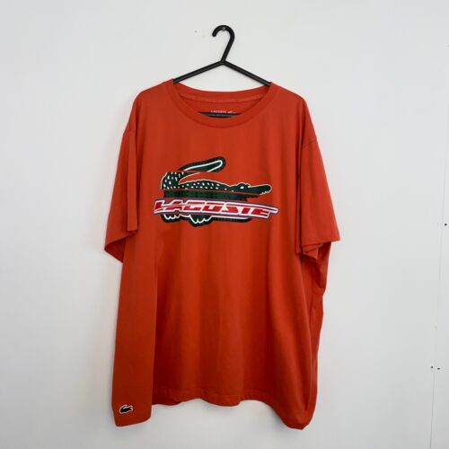 Lacoste Sport Graphic Croc Logo T-Shirt Mens Size 4XL FR9 Orange Crewneck Tee - Afbeelding 1 van 5
