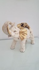 ELEFANTE IN CERAMICA CON UVA AVORIO FOGLIA ORO CON CRISTALLI SOPRAMMOBILE