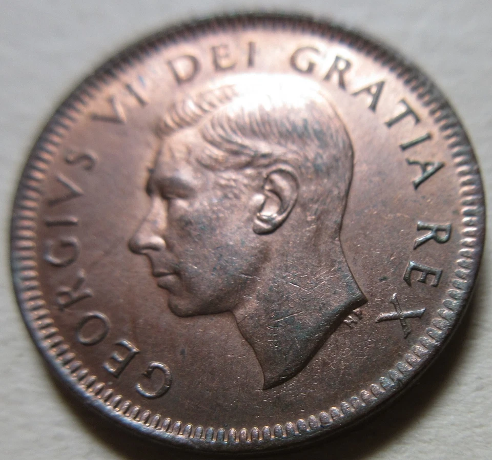 1949 Canada Small Cent Coin. BETTER GRADE UNC Penny George VI 1p 1c (C743) - Image 2 of 2