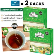 Green Tea Jasmine Ahmad Tea #1 Exclusive Quality 100 TEA BAGS X 2 PACKS NEW