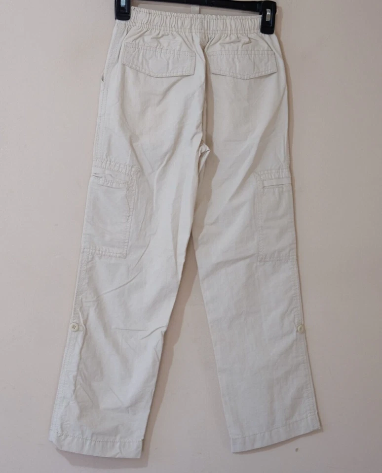 ¡NUEVO CON ETIQUETAS! Pantalones cargo Crazy 8 para niños beige con lengüeta enrollable puño cintura elástica talla 8 #H5-23 Foto 4 de 4