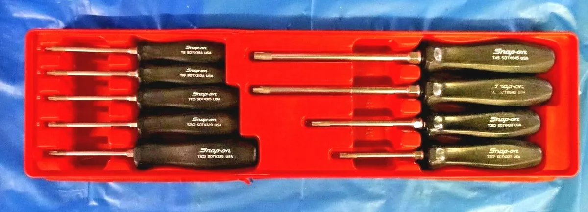 Snap On Tools 8 Piece Black Torx Bit Screwdrivers Complete Set SDTX