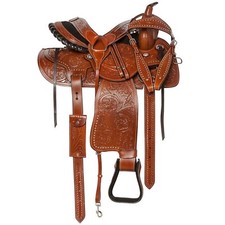 Premium Western Leather Barrel Racing Horse Saddle Size, 14" to 18" Inches Seat.