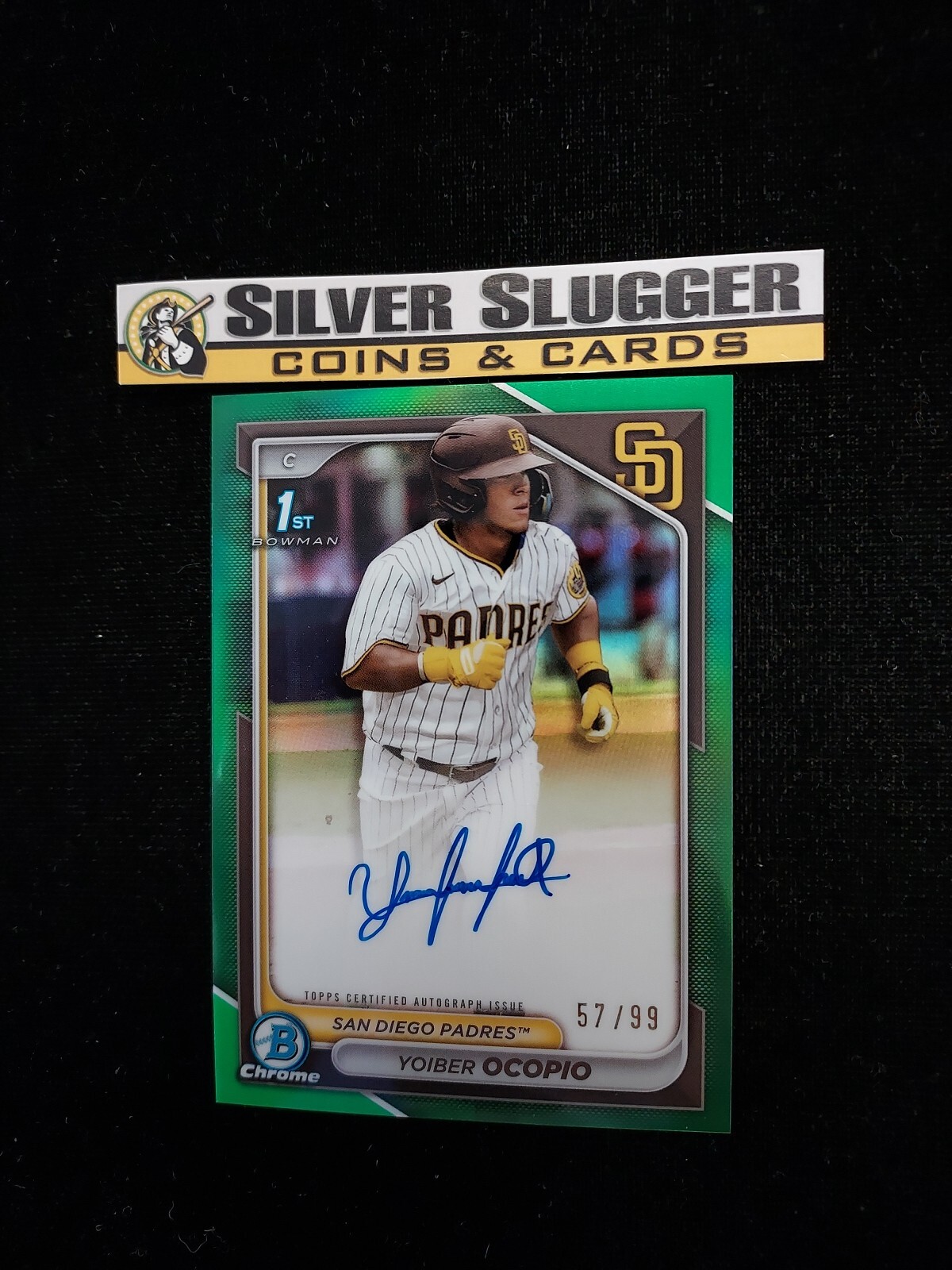 2024 Yoiber Ocopio 1st Bowman Chrome Auto Green /99 #CPA-YO San Diego Padres