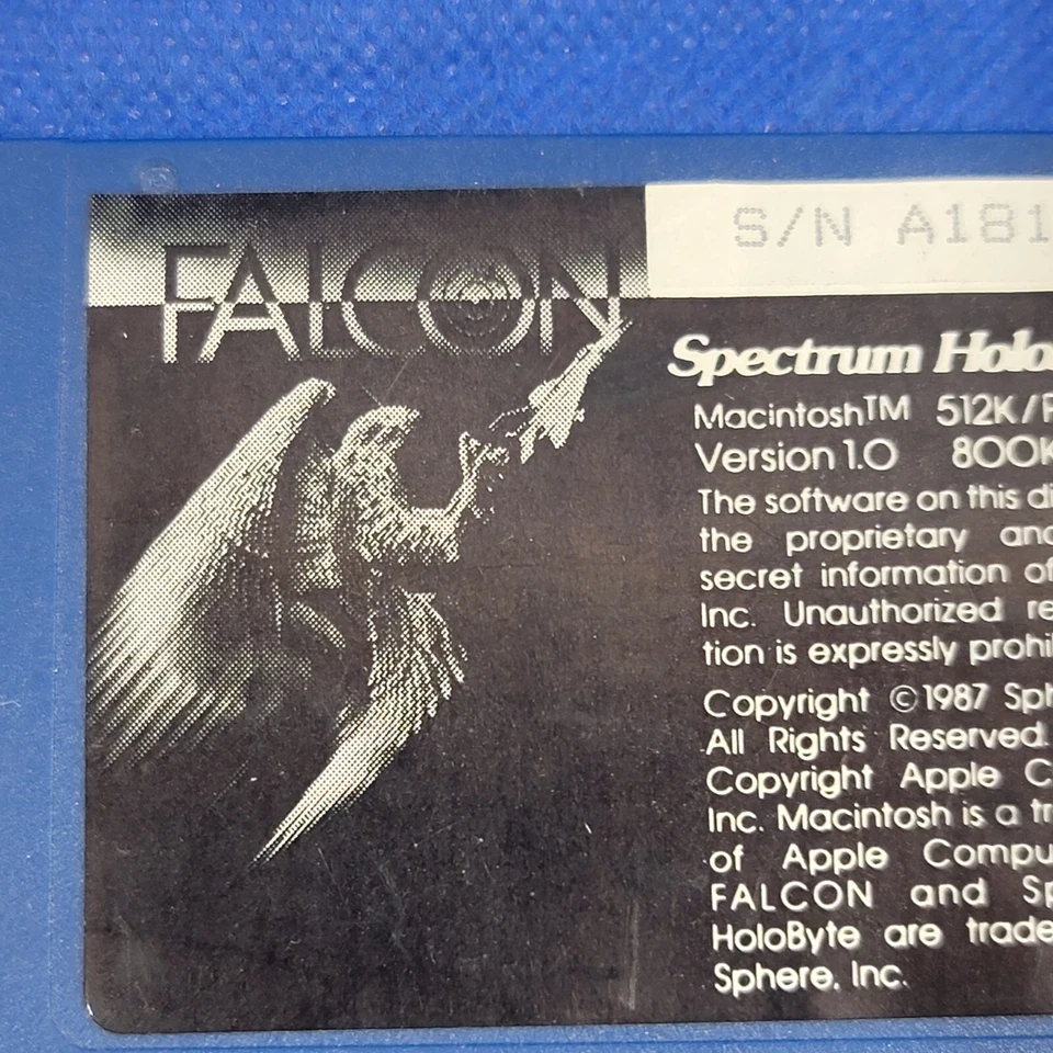 Disquete antigo 3,5" Falcon Spectrum Holobyte 1 disco - Imagem 2 de 4