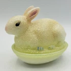 Fenton Glass Bunny Rabbit on Nest Sparkles Trinket Dish Hand Painted