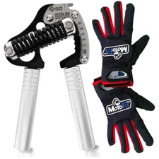 GD Iron GRIP EXT90 Adjustable Hand Grip Strengthener 55-198lbs W/ MotoFit Gloves