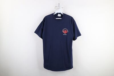 Vintage 90s Mens Large Faded Officer Survival School FBI New York T-Shirt Blue
