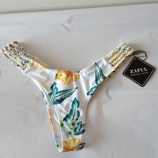 ZAFUL Braided Strap Flower High Leg Bikini Bottom Size 4 S NWT Multi-Color