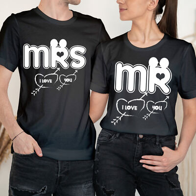 MR And Mrs I Love You Happy Valentinstag Paar Liebe passende T-Shirts #VD