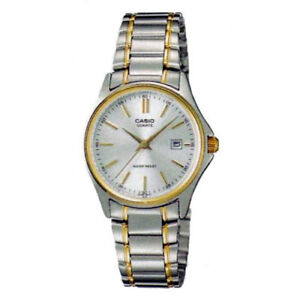 silver and gold casio watch