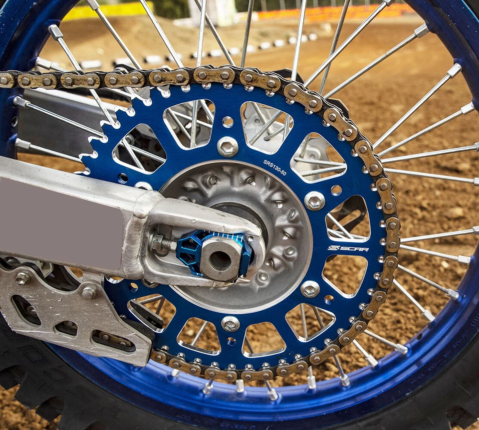 PIÑÓN TRASERO ANTIBARRO YAMAHA YZ 125 250 YZF 450 WRF YZFX 52 DIENTES CICATRIZ AZUL Foto 2 de 2