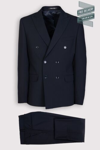 RRP€700 TAKESHY KUROSAWA Suit IT50 US40 L Double Breasted Made in Italy - Zdjęcie 1 z 10