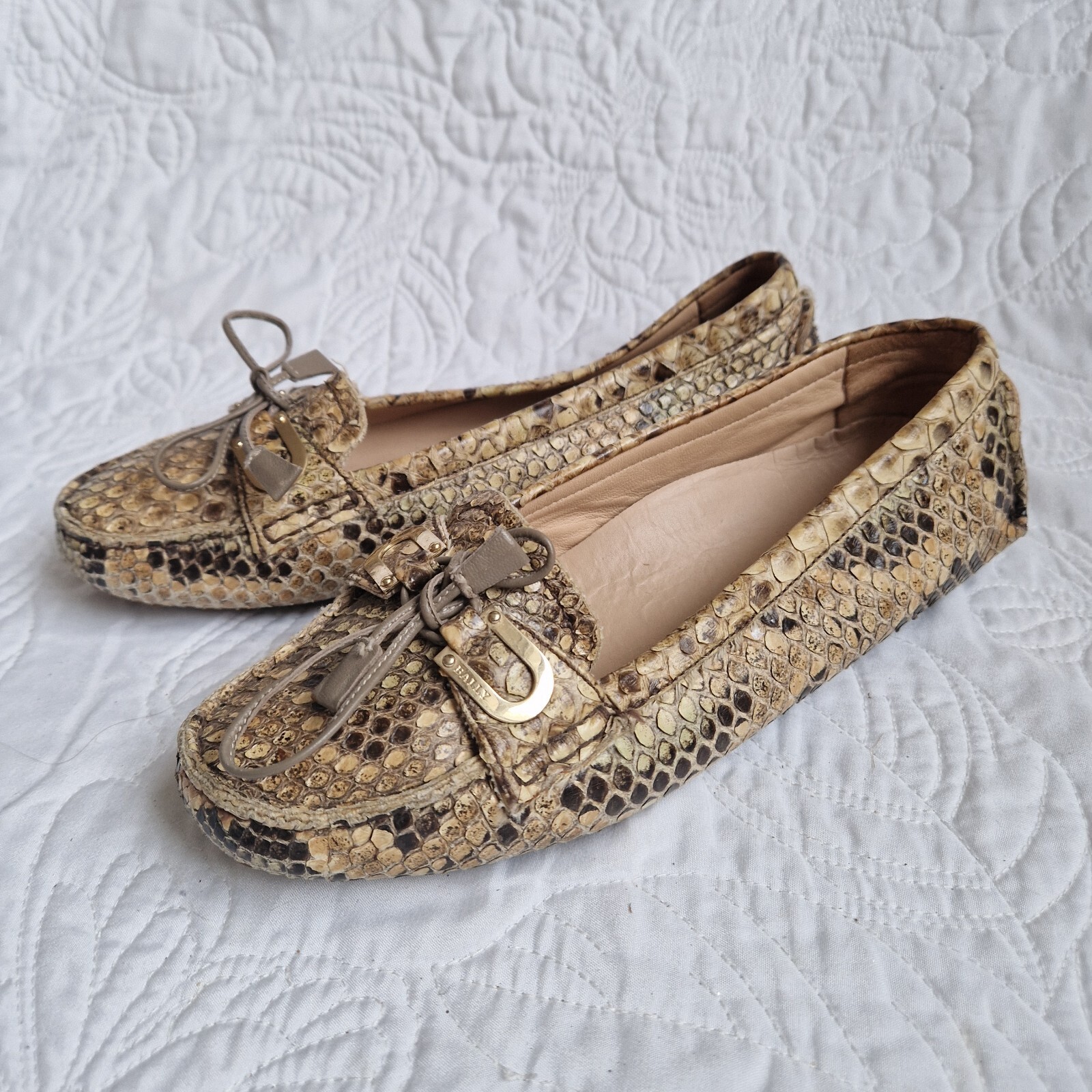 Bally python snakeskin driving shoe moccasins. Si… - image 2
