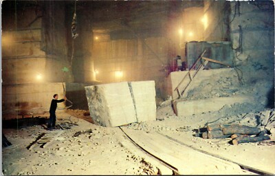 Block of Marble For Loading at Vermont Marble Co Proctor VT Chrome Postcard B58