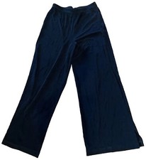 Chicos Travelers Sz 1 Pants Stretch Elastic Waist Black Slinky Travel Pull On